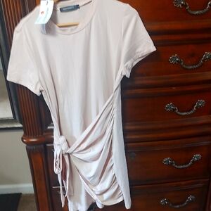 Women's Light Pink Short Sleeve Wrap Dress